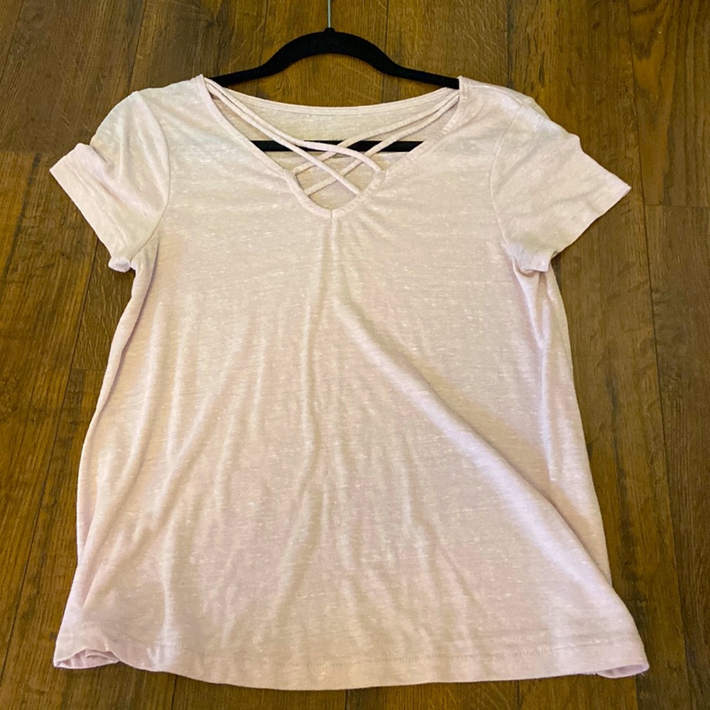Pink Cross Neck T-shirt